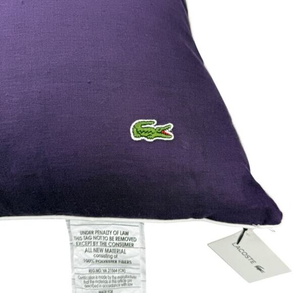 NWT LACOSTE Miami 100% Linen Decorative Pillow 18" x 18" In Purple Gothic Grape - Picture 3 of 6